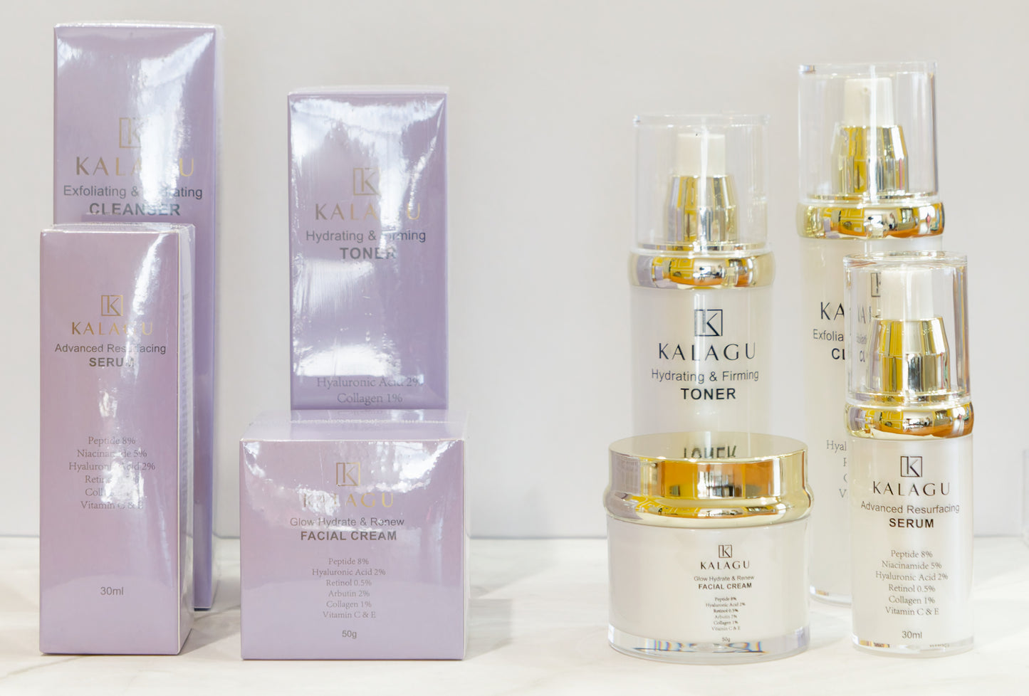 Kalagu Premium Quality Retinol, Peptide and Alpha Arbutin Skin Care Set - Resurfacing, Firming and Nourishing